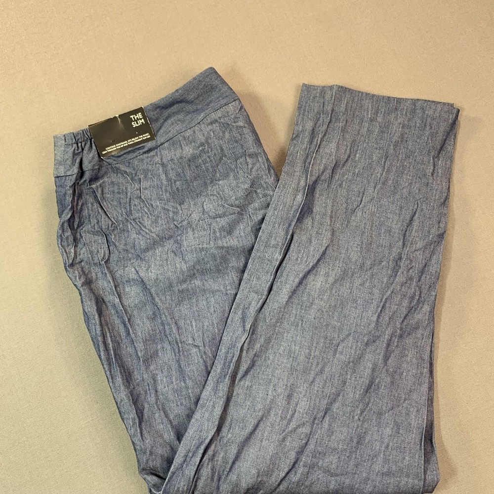 NEW Nine West Dress Pants Womens 18W Blue‎ Chambray Slim Leg Career Work Pockets